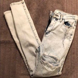 Acid Wash Jeans with Cut Out Openings